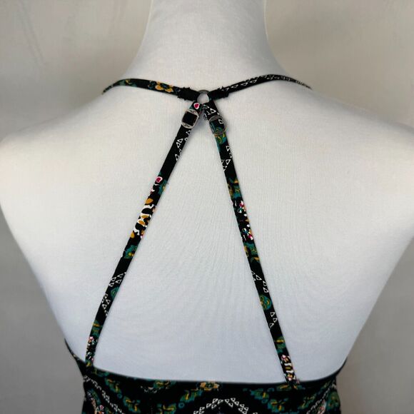 Hollister Crop Top Sz XS Black Green Smocked Sleeveless Strapped - Picture 4 of 6